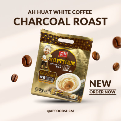 [Gói lẻ] Cà phê trắng than hoạt tính Kopitiam Malaysia (Ah Huat White Coffee Charcoal Roast Instant)