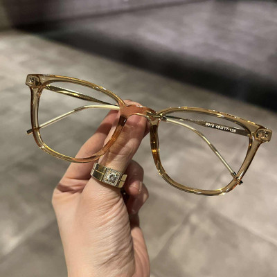 Kính thời trang Mắt vuông gọng kim loại Hàn Quốc màu thạch vàng