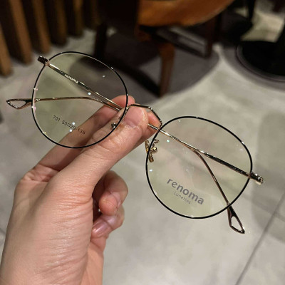 Kính Mắt tròn to kim loại tăm thời trang Hàn Quốc (Màu đen vàng)