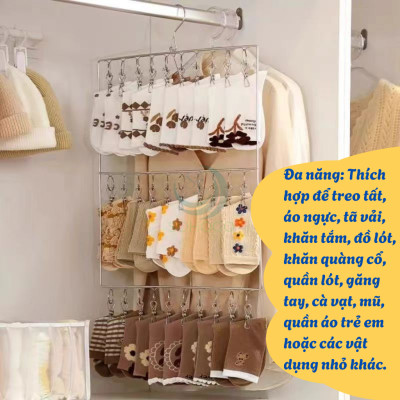 Giá Treo Đồ Inox 20-30-40 Kẹp Treo Đa Năng Móc Treo Phơi Đồ Inox Chống Gỉ Nhiều Kẹp Khung Móc Treo Quần Áo Inox Tiện Lợi Giá Treo Đồ Gấp Gọn, Siêu Tiết Kiệm Diện Tích