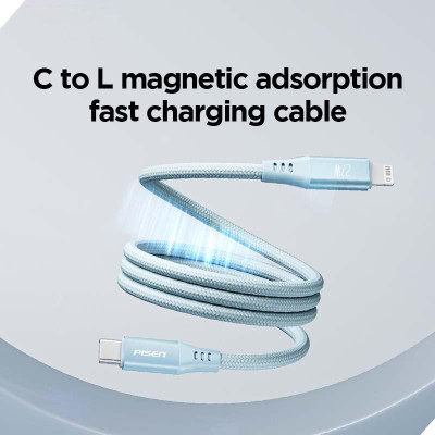 Cáp Sạc Nhanh Pisen Quick Magipi Magloop Lightning USB-C 27W 1m - Màu Hồng