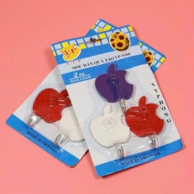 COMBO 3 Móc Dán Tường Hình Quả Táo VP-5560 – Có Đinh Thép Đi Kèm, Vòng Móc Inox Nhỏ Gọn Chịu Lực 3Kg - HÀNG CHÍNH HÃNG MINIIN