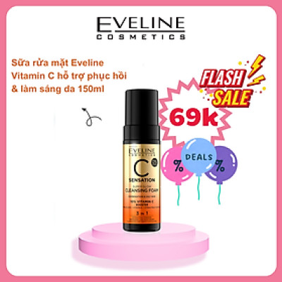 [Deal hè 69k] Sữa rửa mặt tạo bọt Eveline vitamin C phục hồi làm trắng da 150ML