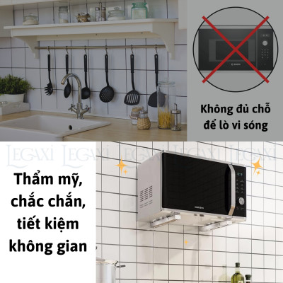 Giá đỡ lò vi sóng kim loại gấp gọn nhà bếp kệ treo lò nướng wifi ổ điện Legaxi