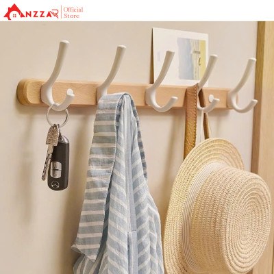 Móc Treo Tường Màu Trắng Gỗ Tần Bì Cao cấp Anzzar, Giá Treo Tường Cho Phòng Tắm Nhà Bếp Phòng Ngủ Hành lang MT-12