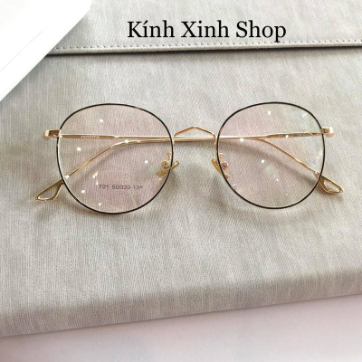 Kính Mắt Tròn Gọng Kim Loại Tăm Đuôi Nhọn Hàn Quốc Cao Cấp