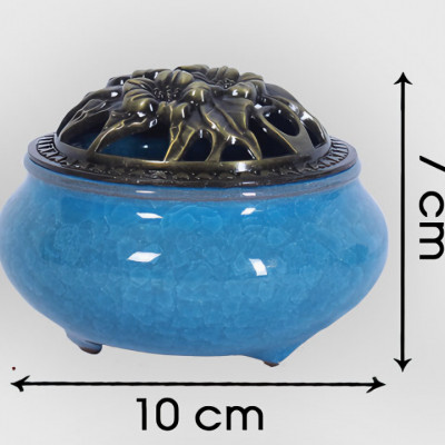 Lư sứ đốt trầm hương, xông đốt phong thủy cao cấp- Tặng tri ân 1 hộp 40 nhang vòng trầm hương thắp bàn thờ , xông nhà, thanh lọc không khí, tẩy uế nhà cửa