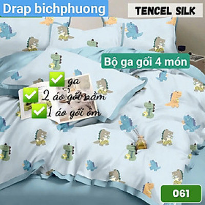 Bộ drap gối Tencel vải Hàn Quốc , đỉnh cao mát , mềm mại { drap và 3 áo gối}