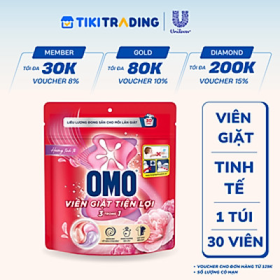 Túi Viên Giặt Tiện Lợi OMO 3 Trong 1 30 Viên