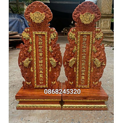 Bài vị đồ thờ cúng gia tiên bằng gỗ hương đá kt 68×30×19cm  sơn pu dát vàng cao cấp 