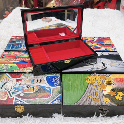 Hộp nữ trang Sơn Mài Cao Cấp Thanh Bình Lê size 14x24x6 cm đựng đồ trang sức, vật dụng nhỏ xinh, trang trí, làm quà tặng ý nghĩa