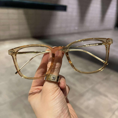 Kính thời trang Mắt vuông gọng kim loại Hàn Quốc màu thạch vàng