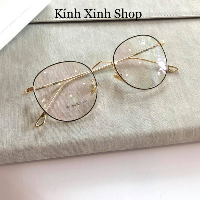 Kính Mắt Tròn Gọng Kim Loại Tăm Đuôi Nhọn Hàn Quốc Cao Cấp
