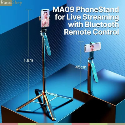 Ulanzi MA09 - Tripod Selfie Điều Khiển Từ Xa Bluetooth Dành Cho Gopro, Điện Thoại, Máy Ảnh, Chiều Cao Tối Đa 1,8m - Hàng chính hãng