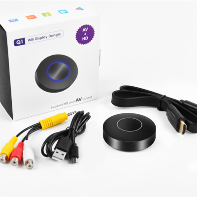 Thiết bị Dongle Wifi Q1 Truyền hình ảnh từ điện thoại lên tivi máy chiếu Hỗ trợ cả HDMI và Chuẩn AV cho Tivi - Dùng được cho hầu hết các dòng điện thoại smartphone... FullHD 1080P - Hàng Chính Hãng