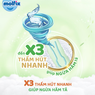 Miếng lót sơ sinh Molfix Thiên nhiên Super Jumbo Newborn 2 (trên 1 tháng tuổi) - Gói 60+6 miếng