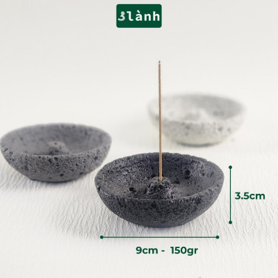 Đế Hứng Nhang Trầm Hương 3 Lành Bằng Đá Rộng Miệng Phong Cách Thiền Nhật Trang Trí Nhà Bàn Thờ Thiền