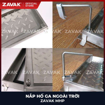 Nắp hố ga ngoài trời inox ZAVAK MHP*-AA60 / KT 60x60cm, lát gạch tối đa 4cm/ tải 800kg