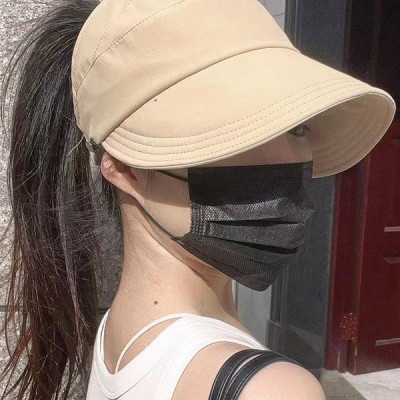Mũ chống nắng nửa đầu Hàn Quốc, nón vành rộng có nút  đeo khẩu trang, mũ chống nắng buộc tóc đuôi ngựa