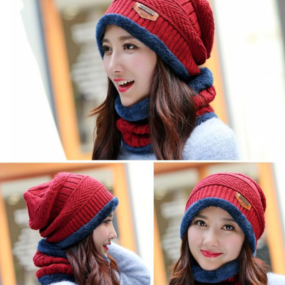 Mũ len kèm khăn lót nỉ siêu ấm, mũ len nam, mũ len nữ dễ thương
