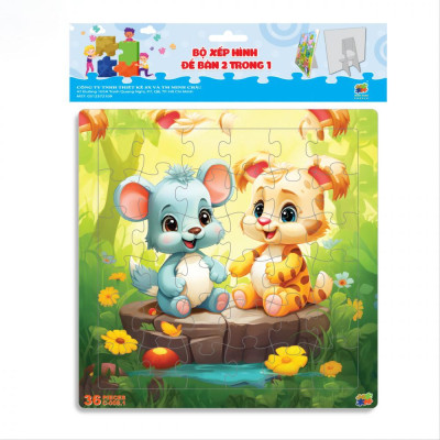 Bộ 2 Tranh Xếp Hình 36 Mảnh Để Bàn 23 x 23 cm - Minh Châu C2-008