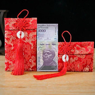 Túi gấm màu xanh loại 1000 Venezuela sưu tầm, làm quà tặng