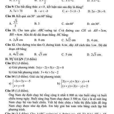 Bộ Đề Kiểm Tra Toán 9 (Bám Sát SGK Chân Trời Sáng Tạo) - HA