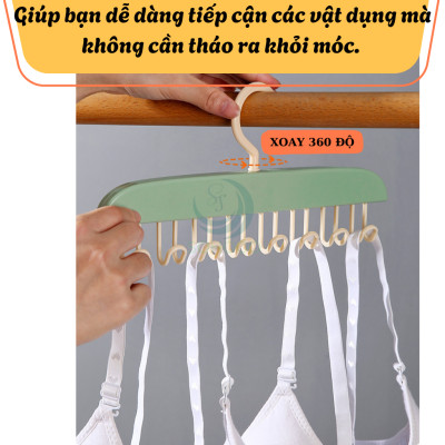 Móc Treo Đồ Đa Năng 8 Móc Xoay 360 Độ Tiết Kiệm Không Gian - Móc Treo Thắt Lưng, Đồ Lót