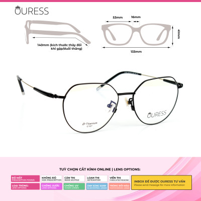Gọng kính titanium BL7229 C167 thời trang nam nữ cá tính siêu nhẹ siêu bền OURESS