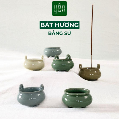 Bát Hương Bát Nhang Thảo Mộc Yên Bằng Sứ Cao Cấp Cao 5cm Size Vừa Màu Sắc Phong Thủy Trang Trí Bàn Thờ Dâng Hương