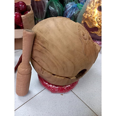 Mõ tụng kinh phật bằng gỗ mít để mộc gỗ không dác kt 20cm