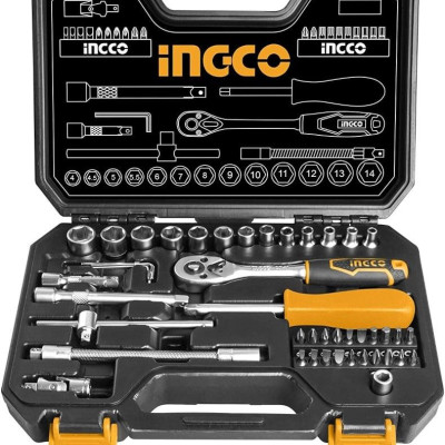 BỘ 45 ĐẦU TUÝP 1/4INCH VÀ CẦN 2 CHIỀU INGCO HKTS14451 - HÀNG CHÍNH HÃNG