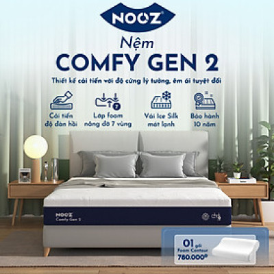 Nệm Foam NOOZ Comfy Gen 2 25cm Đệm Cao Su Thiên Nhiên Và Tầng Foam 7 Vùng Nâng Đỡ NOOZ Home Goods
