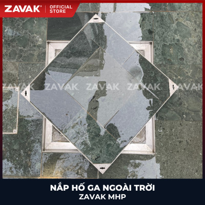 Nắp hố ga ngoài trời inox ZAVAK MHP*-AA60 / KT 60x60cm, lát gạch tối đa 4cm/ tải 800kg