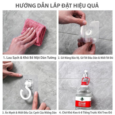 Móc Nhựa Xoay 360˚ Cỡ Lớn Dán Tường Trần Nhà Treo Màn Hình Lưỡi Câu Siêu Dính Treo Đồ Đa Năng