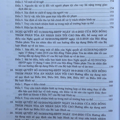  Các Nghị Quyết Của Hội Đồng Thẩm Phán Toà Án Nhân Dân Tối Cao Về Hình Sự Và Tố Tụng Hình Sự Từ Năm 1986 Đến Năm 2024