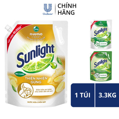 Nước Rửa Chén Sunlight Bio-care Thiên Nhiên 100% Gốc Thực Vật Hương Thiên Nhiên Gừng Túi 3.3KG