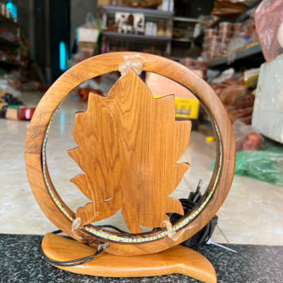 Tượng Diện phật có lắp bóng đèn bằng gỗ hương đá kt 20×20×6cm