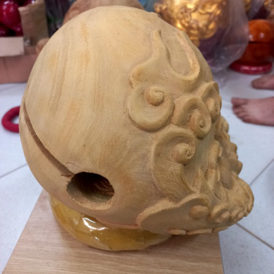 Mõ tụng kinh phật bằng gỗ mít để mộc gỗ lục lõi  không dác kt 14cm 