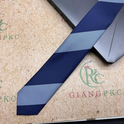 Cà vạt nam mẫu thắt sẵn dây kéo bản nhỏ 6cm màu xanh đen kẻ xanh lớn