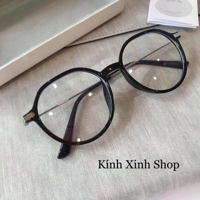 Kính Mắt Tròn Gọng Kim Loại Tăm Hàn Quốc Cao Cấp Chống Ánh Sáng Xanh Kèm Phụ Kiện Hộp Đựng và Khăn Lau