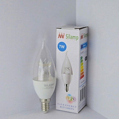 Bóng đèn LED Silamp 7W E14 hình nến, ánh sáng vàng 3000K