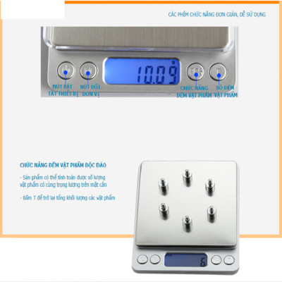 Cân điện tử tiểu li mini 500gr-0.01gr i-2000