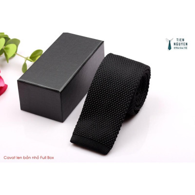 Cà Vạt Len Cao Cấp Bản  6Cm - Cavat Tự Thắt Kèm hộp, Xanh đen