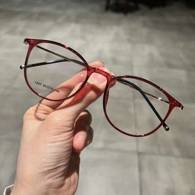 Kính Mắt tròn đỏ gọng kim loại nhẹ