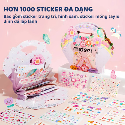Hình xăm, sticker dán móng tay cho bé gái Mideer Garden Fairy Dress Up Sticker Pack 1000 miếng