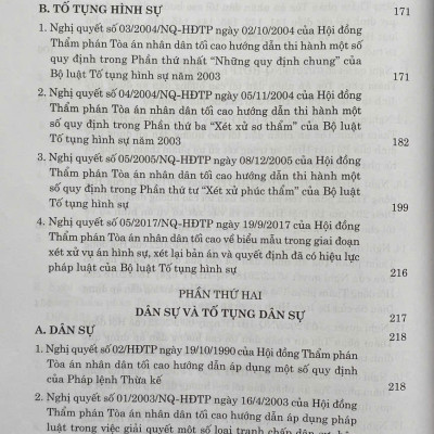 Các Nghị Quyết Của Hội Đồng Thẩm Phán Toà Án Nhân Dân Tối Cao Về Hình Sự, Tố Tụng Hình Sự, Dân Sự, Tố Tụng Dân Sự, Hành Chính, Kinh Doanh, Thương Mại, Hôn Nhân Và Gia Đình Từ Năm 1986 Đến Năm 2024