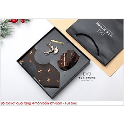 QUÀ TẶNG CAO CẤP BẢN LỚN 8CM - Full box kèm túi xách, màu nâu họa tiết