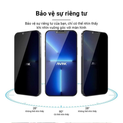 Kính cường lực chống nhìn trộm dành cho iPhone 16, iPhone 16 Pro, iPhone 16 Plus, iPhone 16 Pro Max hiệu ANANK Privacy chống vỡ, chống xước cao cấp - Hàng chính hãng.