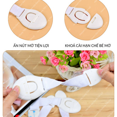 Dây Đai Khoá Tủ Lạnh Dạng Gài Móc Khoá Tủ Trẻ Em Keo Dán Siêu Dính Chịu Lực Tiện Lợi